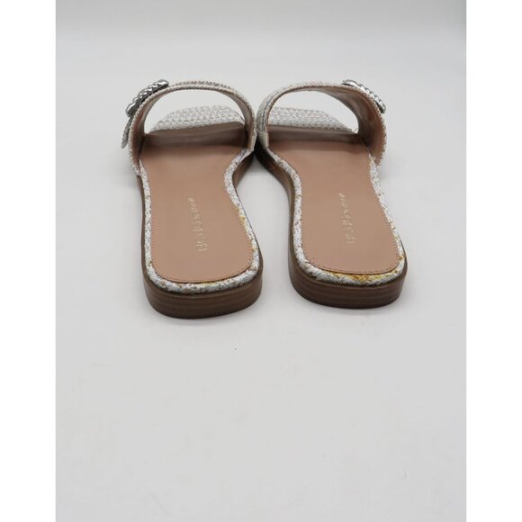Bcbgeneration White Silver Woven Slide Sandals With Buckle 10M NEW - Picture 6 of 8